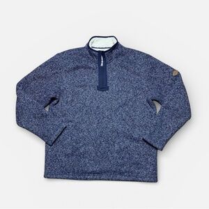 ORVIS Brighton Fishing Navy Blue Sherpa Lined 1/4 Zip Pullover Sweater Medium